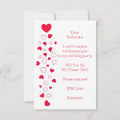 赤いハートヴァレンティーンズデイフラワーガール結婚ズ 招待状 (裏面)