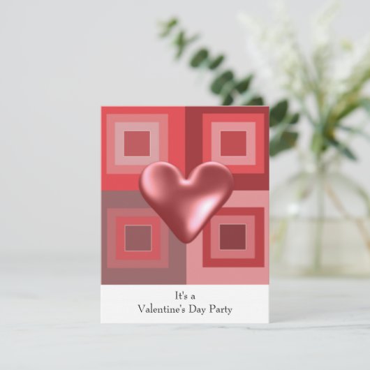赤いハートヴァレンティーンズデイ招待状 招待状 (スタンド正面)