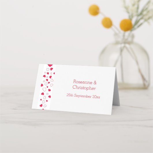 赤いハートヴァレンティ結婚ンズデイ座席表 プレイスカード (裏面)