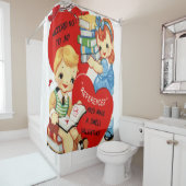 赤いハートヴィンテージ赤い白のショーカーテン シャワーカーテン (インサイチュ)