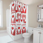 赤いハートヴィンテージ赤い白のショーカーテン シャワーカーテン (インサイチュ)