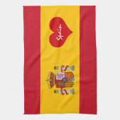 赤いハート付きのスペインの旗-キッチン/スポーツファン キッチンタオル (縦)