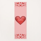 赤いハート付きカスタム文字 ヨガマット (正面)