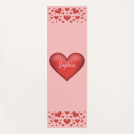 赤いハート付きカスタム文字 ヨガマット