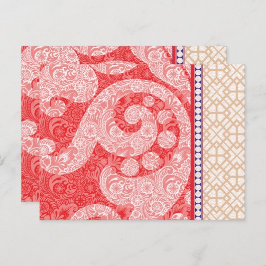 赤いハート付きカード ポストカード (正面/裏面)