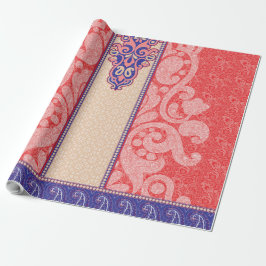 赤いハート付きカード ラッピングペーパー