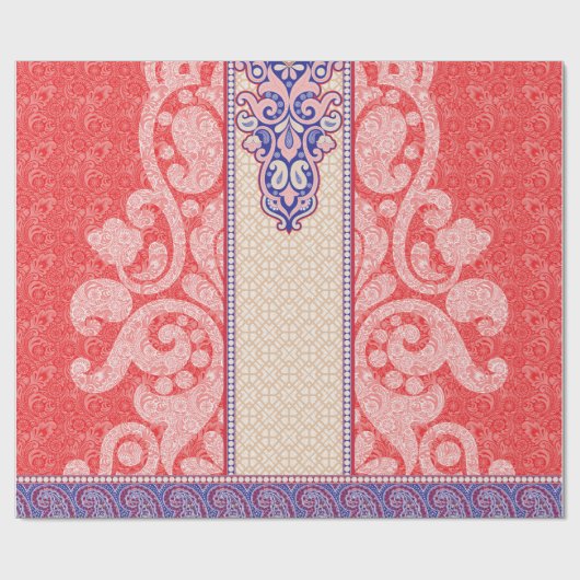 赤いハート付きカード ラッピングペーパー (フラット)