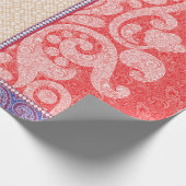 赤いハート付きカード ラッピングペーパー (角)