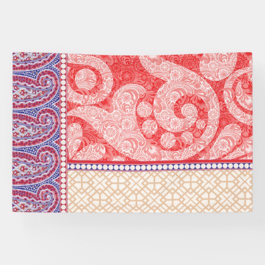 赤いハート付きカード 横断幕 (横)