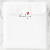 赤いハート付きラウンドビジネステッカーありがとう ラウンドシール (バッグ)