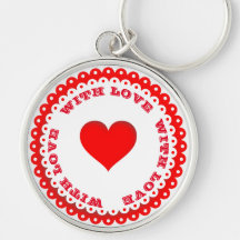 赤いハート付きラブカスタム文字キーリング