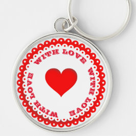 赤いハート付きラブカスタム文字キーリング キーホルダー