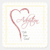 赤いハート付き採用、宗教的、黄色のドット スクエアシール (正面)