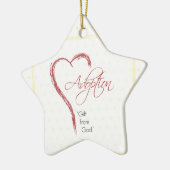 赤いハート付き採用、宗教的、黄色のドット セラミックオーナメント (左)