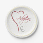 赤いハート付き採用、宗教的、黄色のドット ペーパープレート (正面)