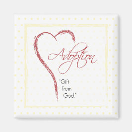 赤いハート付き採用、宗教的、黄色のドット マグネット