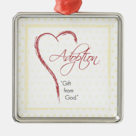 赤いハート付き採用、宗教的、黄色のドット メタルオーナメント