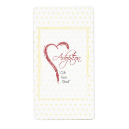 赤いハート付き採用、宗教的、黄色のドット ラベル