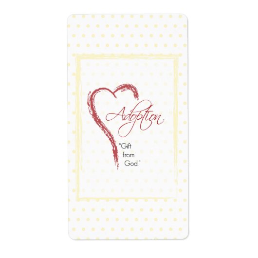 赤いハート付き採用、宗教的、黄色のドット ラベル (正面)