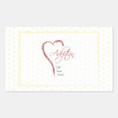 赤いハート付き採用、宗教的、黄色のドット 長方形シール (正面)