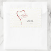 赤いハート付き採用、宗教的、黄色のドット 長方形シール (バッグ)