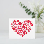 赤いハート付き肉付き,動物性食品柄 ポストカード (スタンド正面)