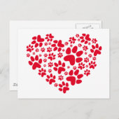 赤いハート付き肉付き,動物性食品柄 ポストカード (正面/裏面)