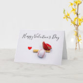 赤いハート付き野球バレンタインデー大好き カード (黄色い花)