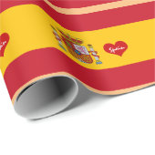 赤いハート付スペインのきのフラグ-誕生日/スポーツファン ラッピングペーパー (ロールコーナー)