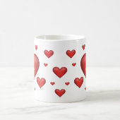 赤いハート付名前をカスタムする コーヒーマグカップ (中央)