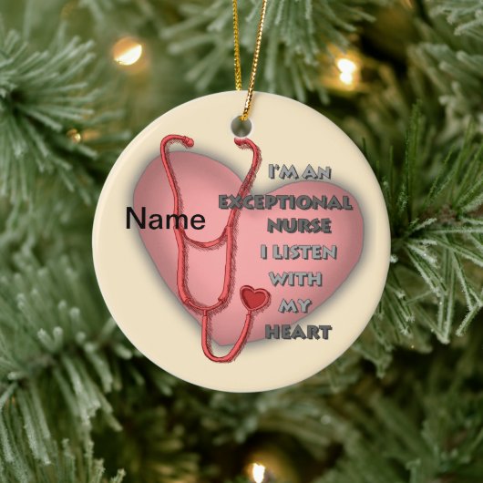 赤いハート例外的ナース セラミックオーナメント (ツリー)