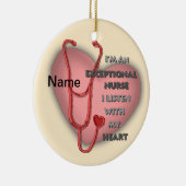 赤いハート例外的ナース セラミックオーナメント (右)