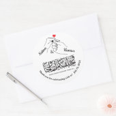 赤いハート保持ハンズシール – 3インチ ラウンドシール (封筒)