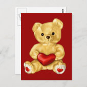 赤いハート催眠かわいいテディベア ポストカード (正面/裏面)