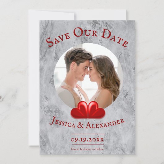 赤いハート写真の日付の保存 セーブザデート (正面)