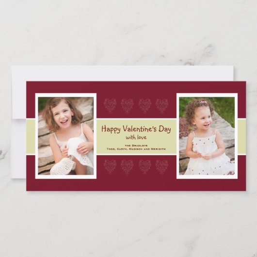 赤いハート写真バレンタインカード シーズンカード (正面)