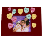 赤いハート写真メッセージ |母スペインの母の日 ラージペーパーバッグ (正面)