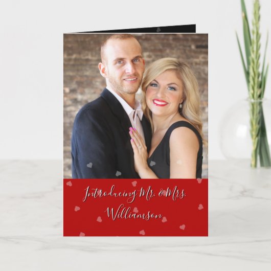 赤いハート写真折り畳み結婚案内 招待状 (正面)