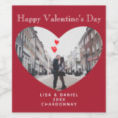 赤いハート写真 ワインラベル (シングルラベル)