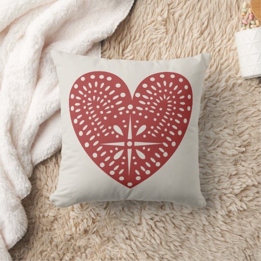 赤いハート切り出しインスパイア枕 クッション (ブランケット)