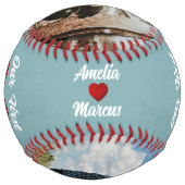 赤いハート初のバレンタインデー2枚の写真 ソフトボール (裏面)