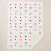 赤いハート及び木シームレスパターン シェルパブランケット (正面)