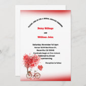 赤いハート及び結婚自転車 招待状 (正面/裏面)