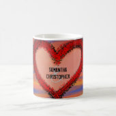 赤いハート名シエナブルーイエロースカイ コーヒーマグカップ (中央)