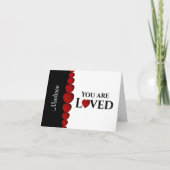 赤いハート名バレンタイン折り畳みホリデーカード シーズンカード (正面)