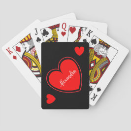 赤いハート名前をカスタムするオンブラック トランプ