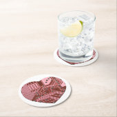 赤いハート回路基板バレンタイン ラウンドペーパーコースター (インサイチュ)