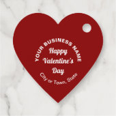 赤いハート図形にバレンタインの挨拶 フェイバータグ (裏面)