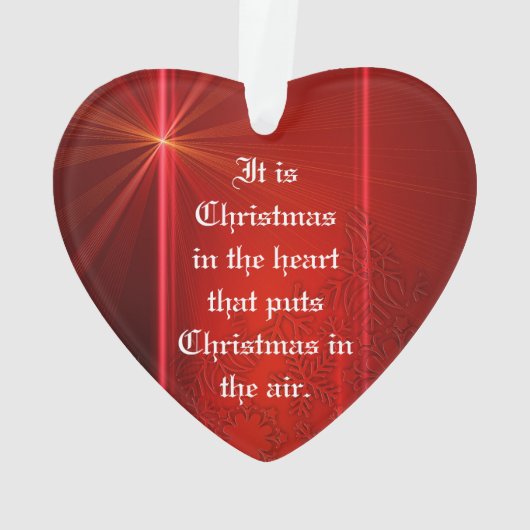 赤いハート型クリスマス飾り付き引用文 オーナメント (裏面)