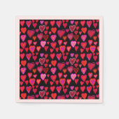 赤いハート型デザイン スタンダードカクテルナプキン (正面)